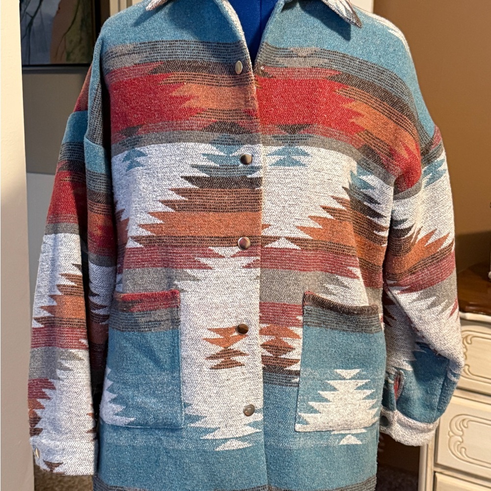 Women's Multicolor Patterned Pea Coat